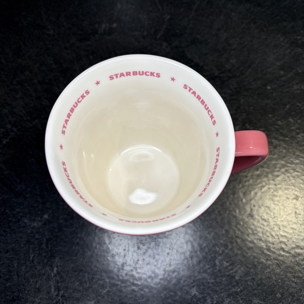 2006 Starbucks Pink Ribbed 16 oz Coffee Cup Mug W Handle Ceramic EUC - Picture 6 of 8